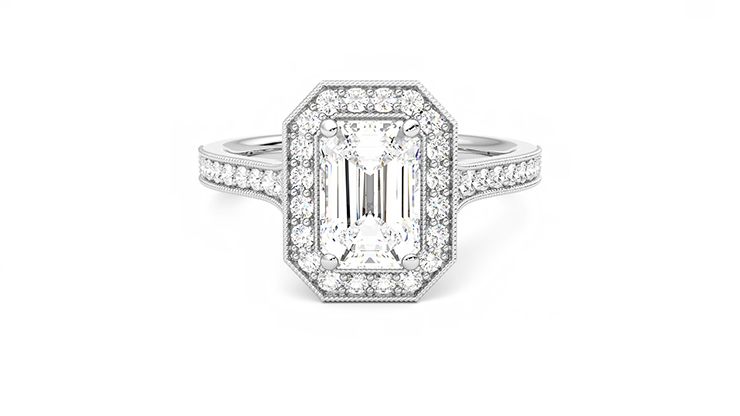 Taylor & Hart Talisman Emerald Engagement Ring 360 degree image 0