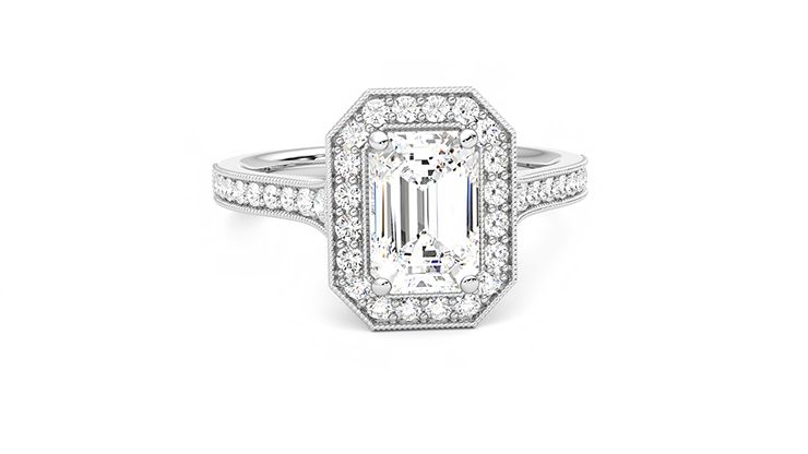 Taylor & Hart Talisman Emerald Engagement Ring 360 degree image 2