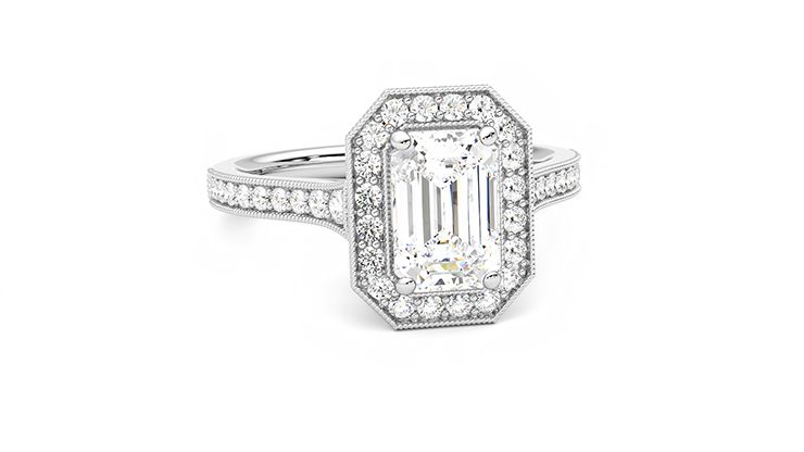 Taylor & Hart Talisman Emerald Engagement Ring 360 degree image 3