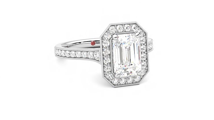 Taylor & Hart Talisman Emerald Engagement Ring 360 degree image 4