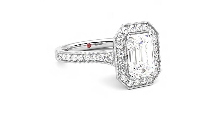 Taylor & Hart Talisman Emerald Engagement Ring 360 degree image 5