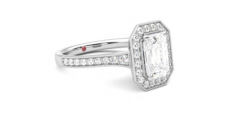 Taylor & Hart Talisman Emerald Engagement Ring 360 degree image 6