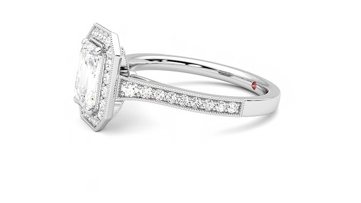Taylor & Hart Talisman Emerald Engagement Ring 360 degree image 22
