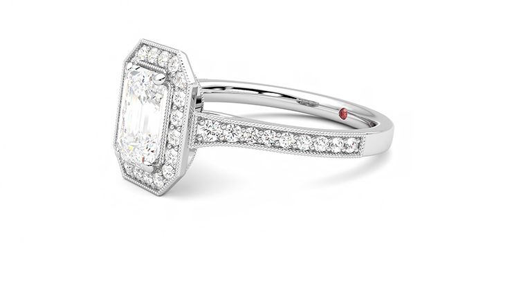 Taylor & Hart Talisman Emerald Engagement Ring 360 degree image 23