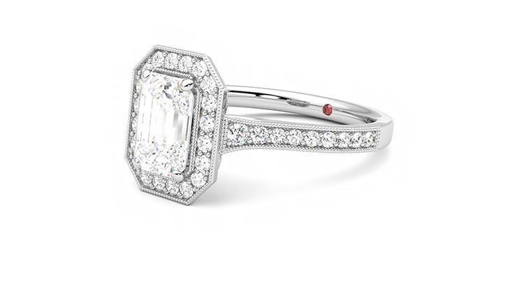 Taylor & Hart Talisman Emerald Engagement Ring 360 degree image 24