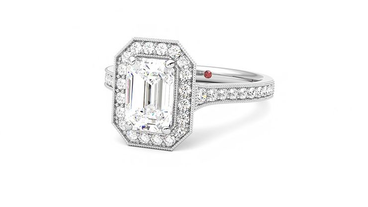 Taylor & Hart Talisman Emerald Engagement Ring 360 degree image 26