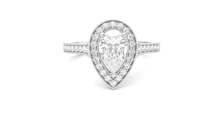 Taylor & Hart Talisman Pear Engagement Ring 360 degree image 1