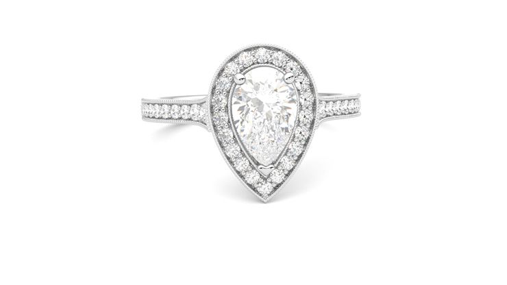 Taylor & Hart Talisman Pear Engagement Ring 360 degree image 2