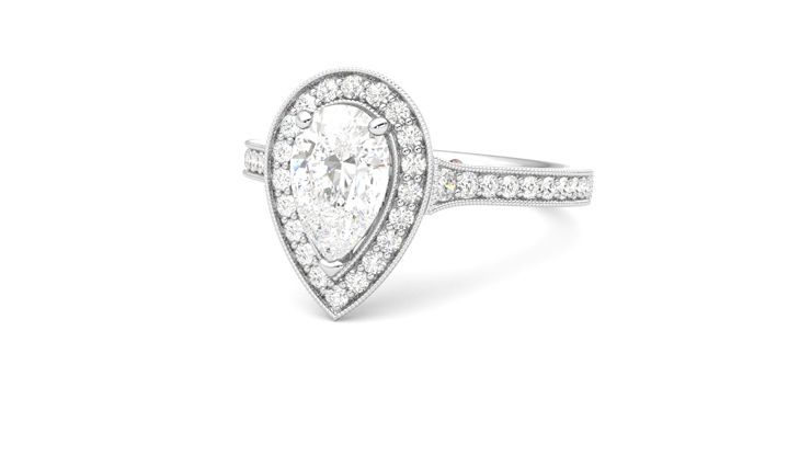 Taylor & Hart Talisman Pear Engagement Ring 360 degree image 26