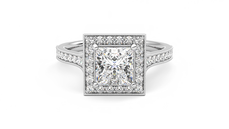 Taylor & Hart Talisman Princess Engagement Ring 360 degree image 0