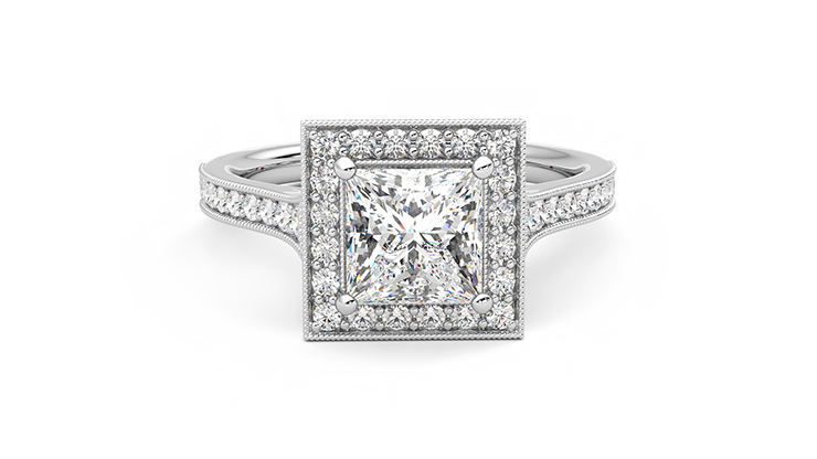 Taylor & Hart Talisman Princess Engagement Ring 360 degree image 1