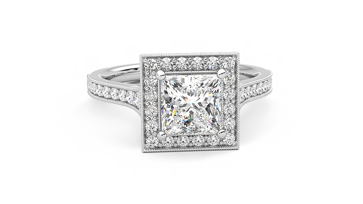 Taylor & Hart Talisman Princess Engagement Ring 360 degree image 2