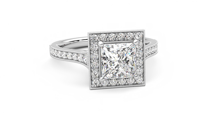 Taylor & Hart Talisman Princess Engagement Ring 360 degree image 3