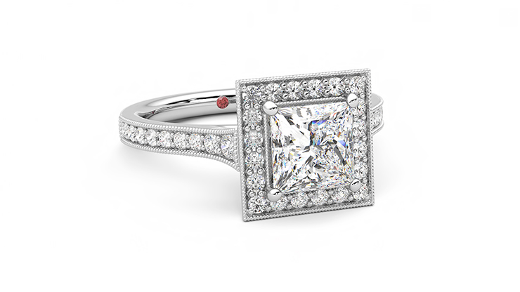Taylor & Hart Talisman Princess Engagement Ring 360 degree image 4