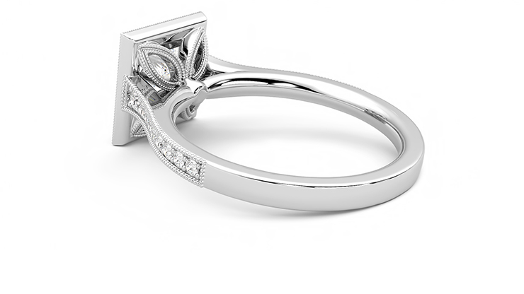 Taylor & Hart Talisman Princess Engagement Ring 360 degree image 18