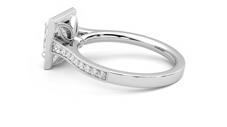 Taylor & Hart Talisman Princess Engagement Ring 360 degree image 19