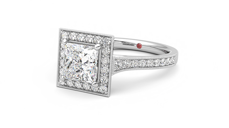 Taylor & Hart Talisman Princess Engagement Ring 360 degree image 25