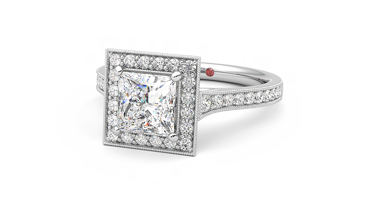 Taylor & Hart Talisman Princess Engagement Ring 360 degree image 26
