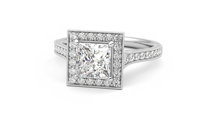 Taylor & Hart Talisman Princess Engagement Ring 360 degree image 27