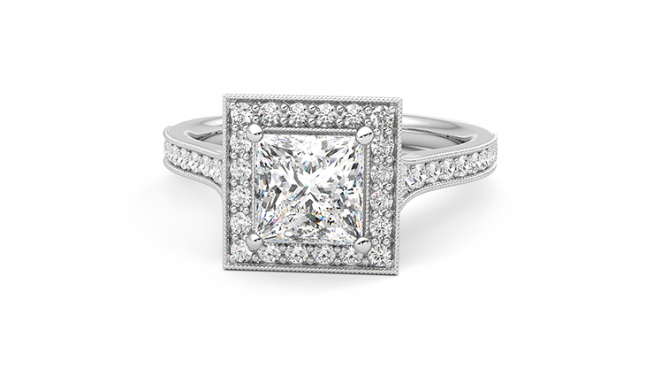Taylor & Hart Talisman Princess Engagement Ring 360 degree image 28