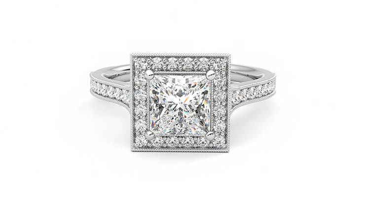 Taylor & Hart Talisman Princess Engagement Ring 360 degree image 29