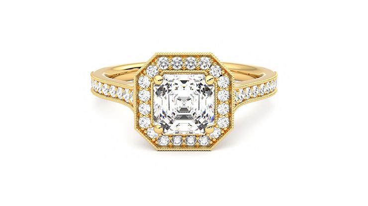 Taylor & Hart Talisman Asscher Engagement Ring 360 degree image 0