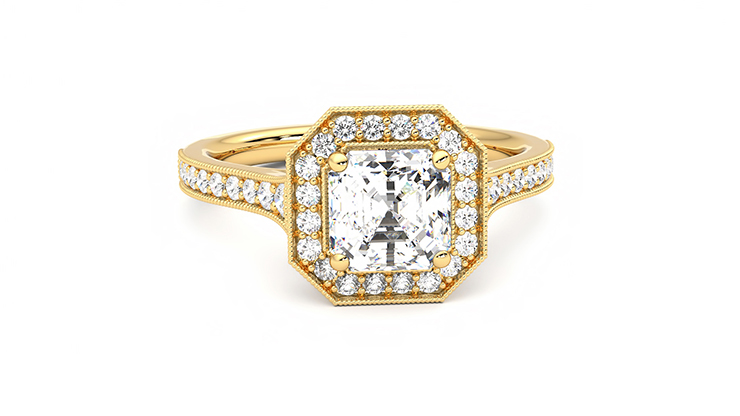 Asscher halo deals ring