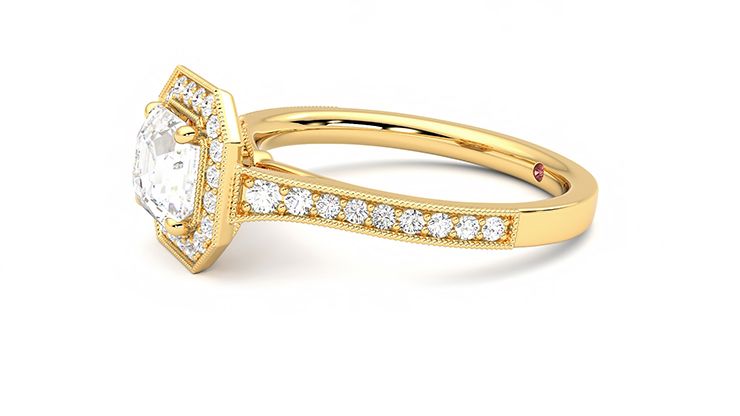 Taylor & Hart Talisman Asscher Engagement Ring 360 degree image 22