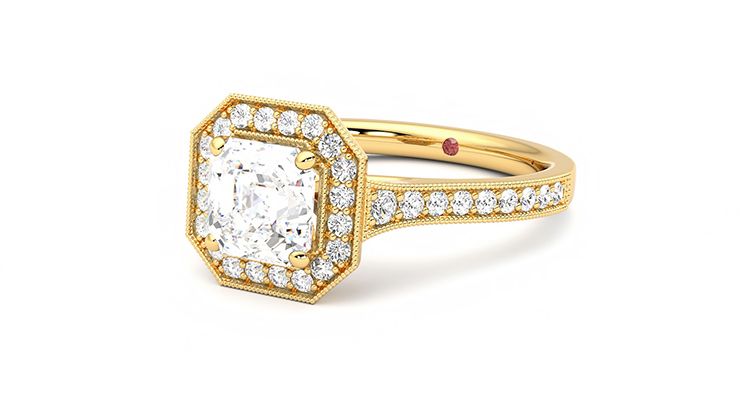 Taylor & Hart Talisman Asscher Engagement Ring 360 degree image 25