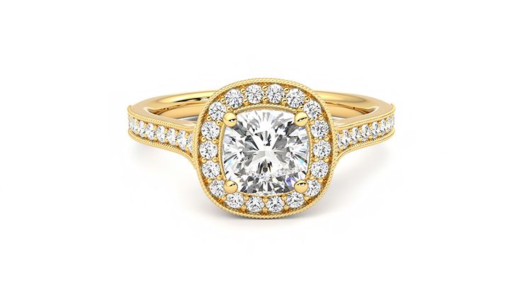 Taylor & Hart Talisman Cushion Engagement Ring 360 degree image 1