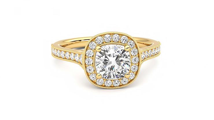 Taylor & Hart Talisman Cushion Engagement Ring 360 degree image 2