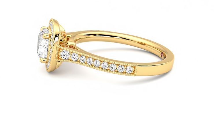 Taylor & Hart Talisman Cushion Engagement Ring 360 degree image 21