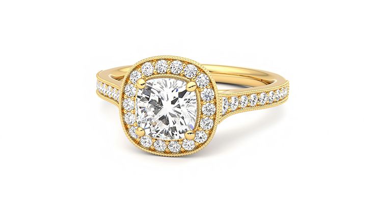Taylor & Hart Talisman Cushion Engagement Ring 360 degree image 27