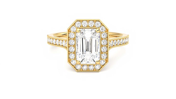 Taylor & Hart Talisman Emerald Engagement Ring 360 degree image 0