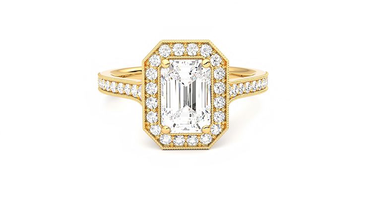 Taylor & Hart Talisman Emerald Engagement Ring 360 degree image 1