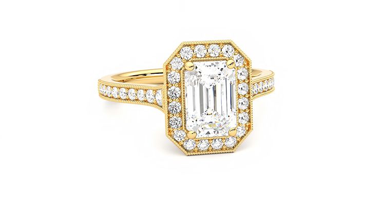 Taylor & Hart Talisman Emerald Engagement Ring 360 degree image 3