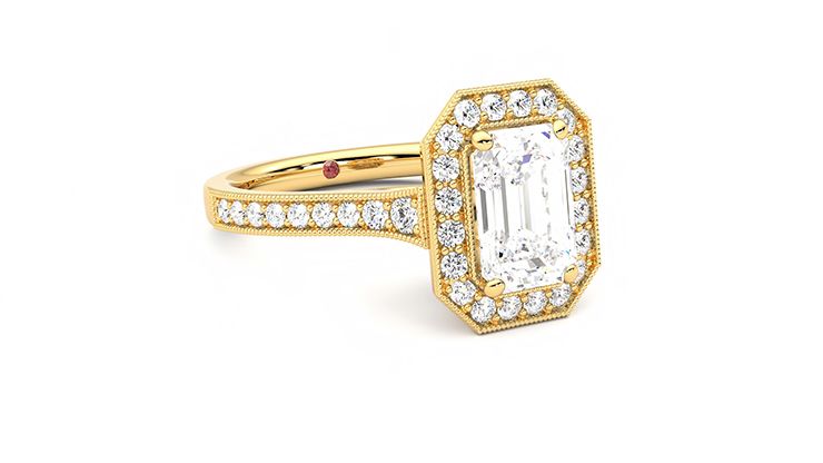 Taylor & Hart Talisman Emerald Engagement Ring 360 degree image 5