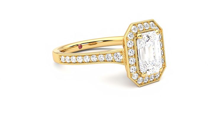 Taylor & Hart Talisman Emerald Engagement Ring 360 degree image 6