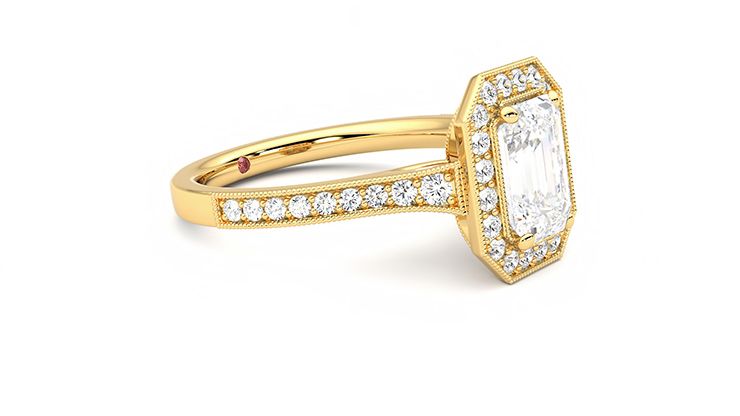 Taylor & Hart Talisman Emerald Engagement Ring 360 degree image 7