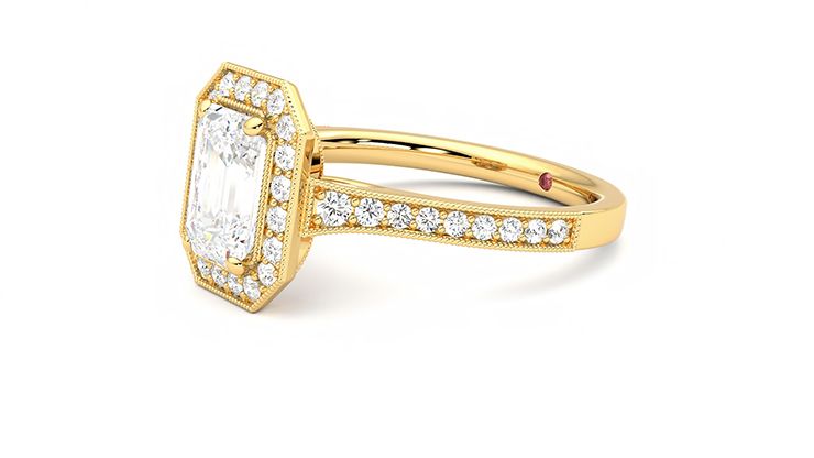 Taylor & Hart Talisman Emerald Engagement Ring 360 degree image 23