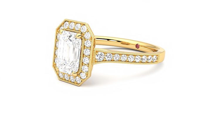 Taylor & Hart Talisman Emerald Engagement Ring 360 degree image 24