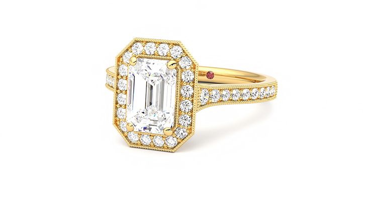 Taylor & Hart Talisman Emerald Engagement Ring 360 degree image 26