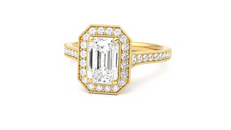 Taylor & Hart Talisman Emerald Engagement Ring 360 degree image 27