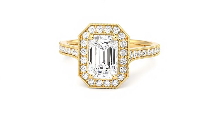 Taylor & Hart Talisman Emerald Engagement Ring 360 degree image 28