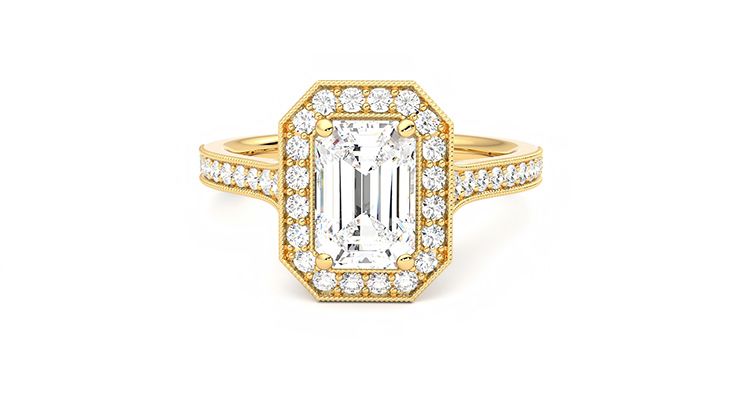Taylor & Hart Talisman Emerald Engagement Ring 360 degree image 29