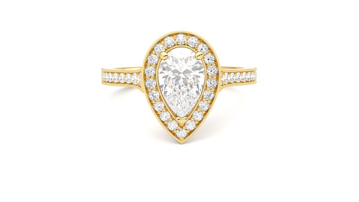 Taylor & Hart Talisman Pear Engagement Ring 360 degree image 1