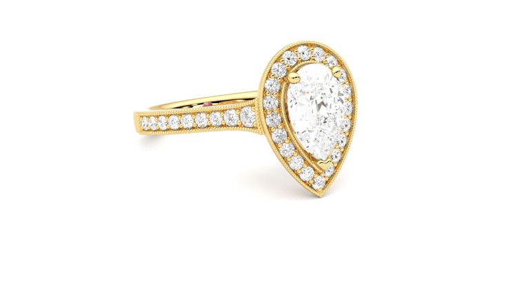 Taylor & Hart Talisman Pear Engagement Ring 360 degree image 5