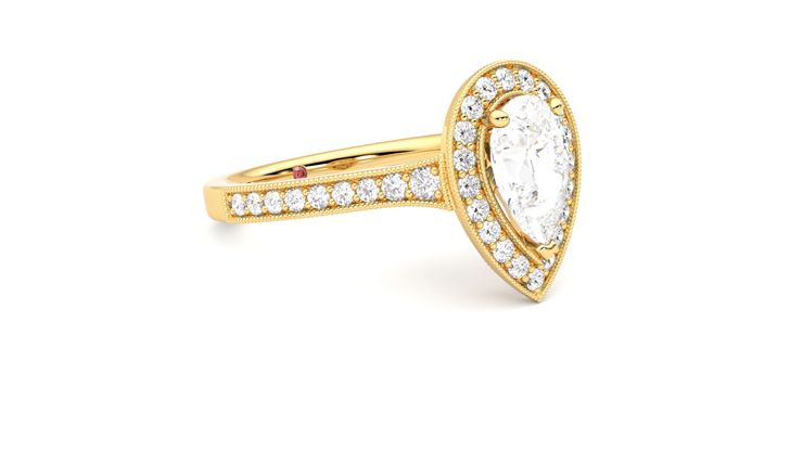 Taylor & Hart Talisman Pear Engagement Ring 360 degree image 6