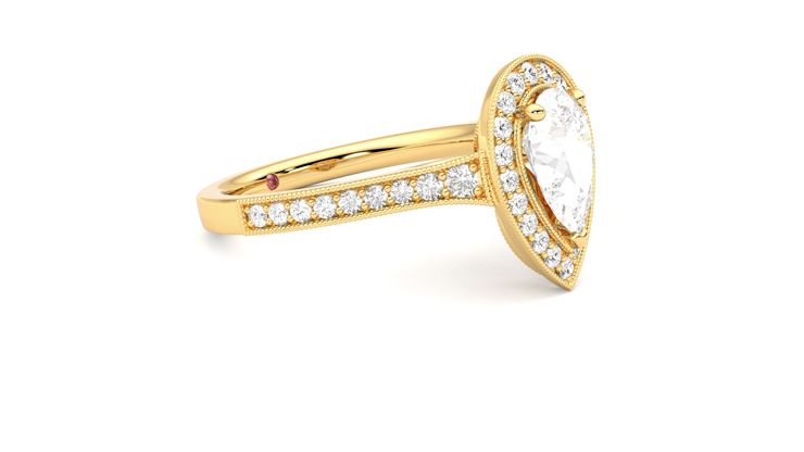 Taylor & Hart Talisman Pear Engagement Ring 360 degree image 7