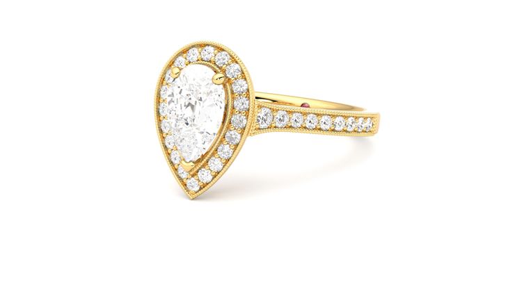 Taylor & Hart Talisman Pear Engagement Ring 360 degree image 25